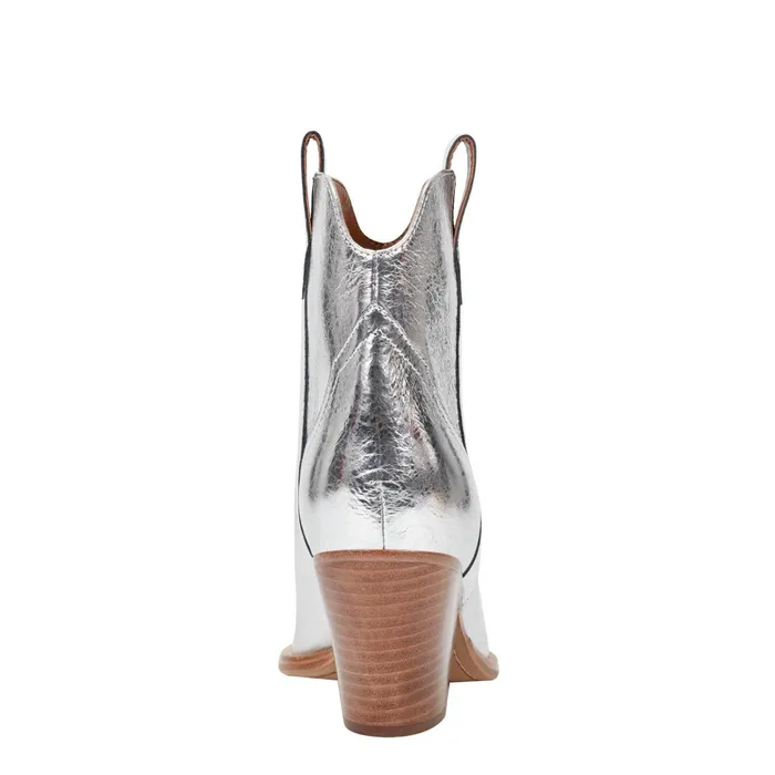 Women Marc Fisher Boots and Booties Marlie Western Bootie Silver Leather