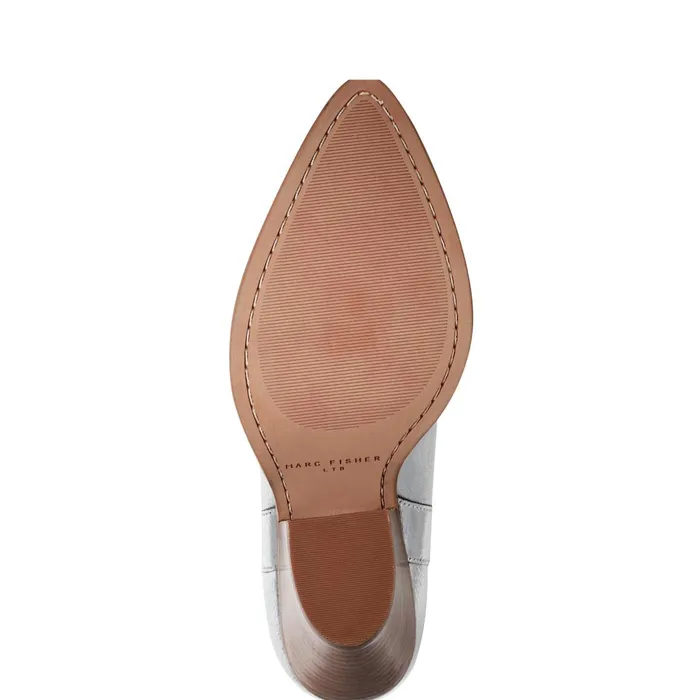 Women Marc Fisher Boots and Booties Marlie Western Bootie Silver Leather