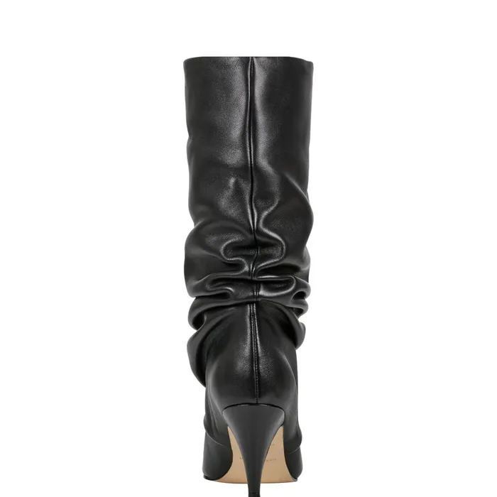 Women Marc Fisher Boots and Booties Paityn Scrunch Dress Boot Black Leather