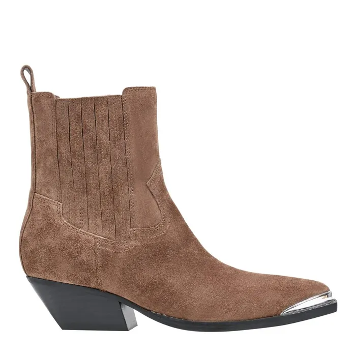 Women Marc Fisher Boots and Booties Pryce Western Bootie Natural Suede
