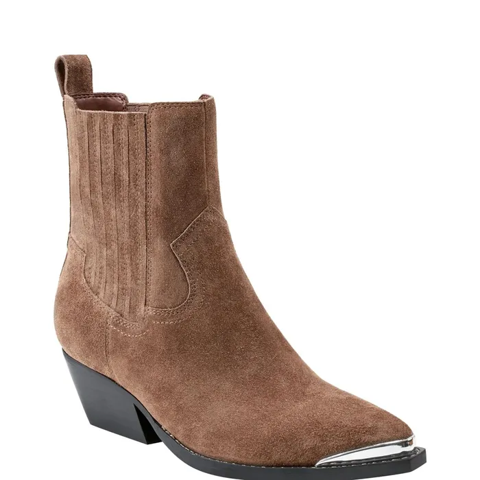 Women Marc Fisher Boots and Booties Pryce Western Bootie Natural Suede