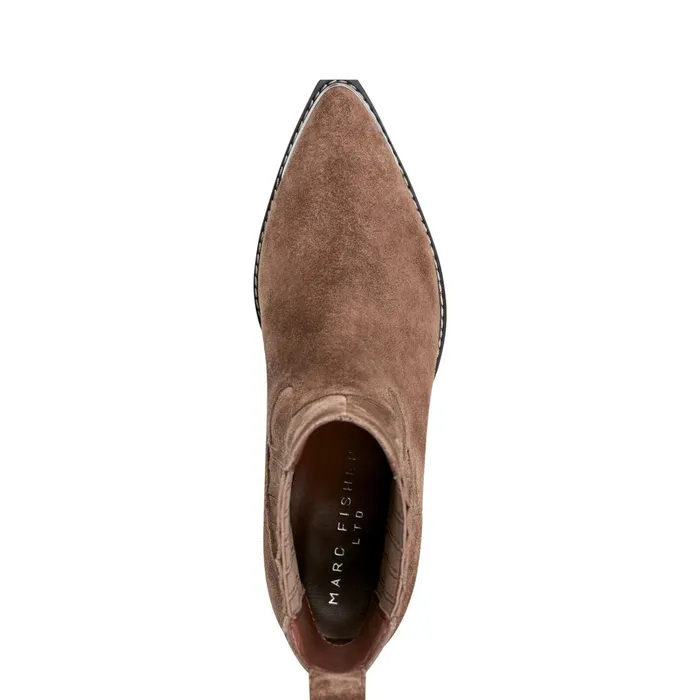 Women Marc Fisher Boots and Booties Pryce Western Bootie Natural Suede