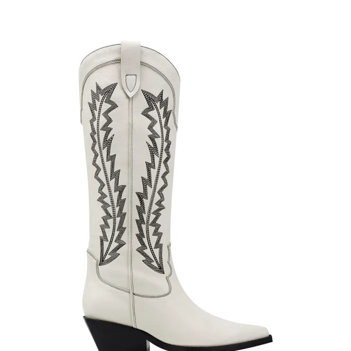 Women Marc Fisher Boots Roselle Western Boot Chic Cream Leather