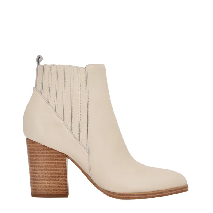 Women Marc Fisher Casual Boots Alva Pointy Toe Bootie Chic Cream Leather