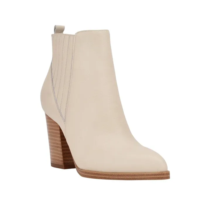 Women Marc Fisher Casual Boots Alva Pointy Toe Bootie Chic Cream Leather
