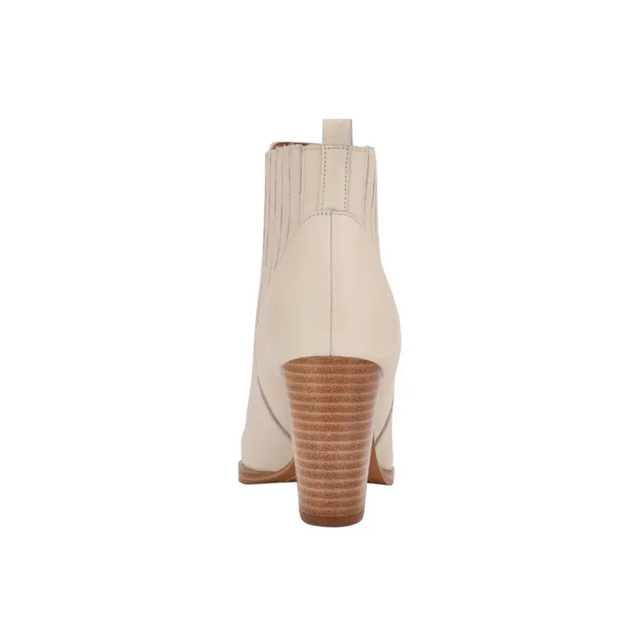 Women Marc Fisher Casual Boots Alva Pointy Toe Bootie Chic Cream Leather