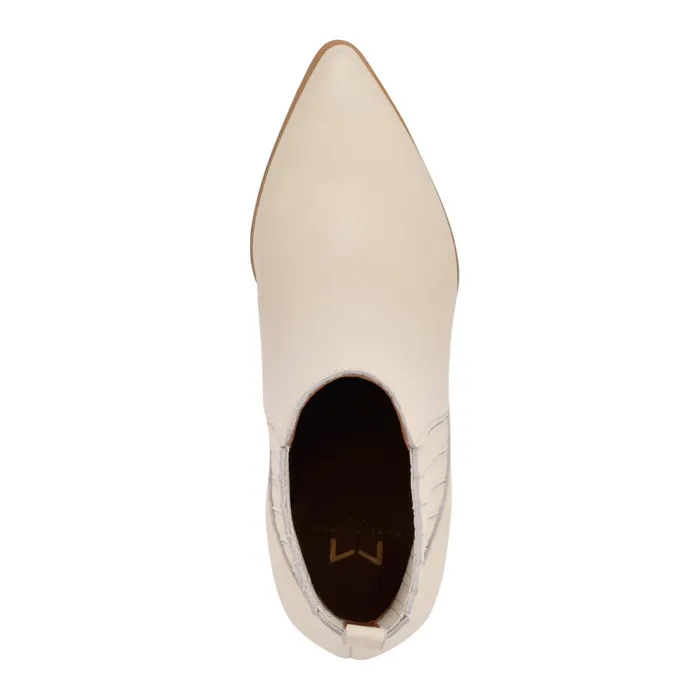 Women Marc Fisher Casual Boots Alva Pointy Toe Bootie Chic Cream Leather