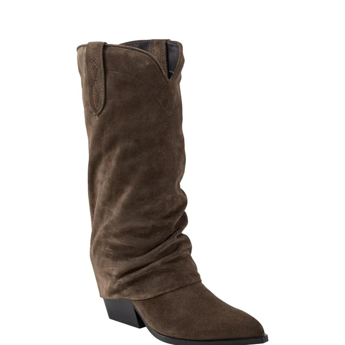 Women Marc Fisher Casual Boots Calysta Block Heel Pointy Toe Boot Dark Green