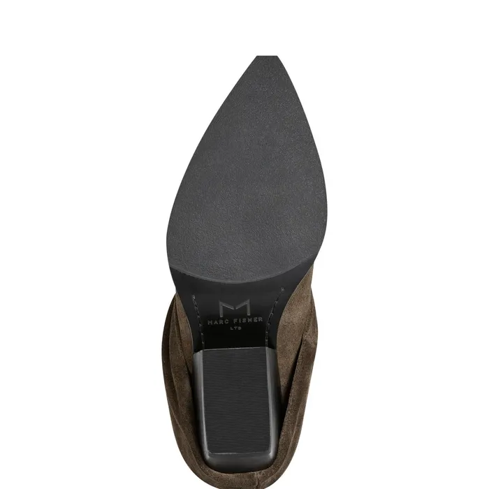 Women Marc Fisher Casual Boots Calysta Block Heel Pointy Toe Boot Dark Green
