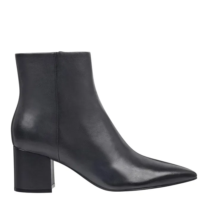 Women Marc Fisher Casual Boots Jarli Pointy Ankle Bootie Black Leather