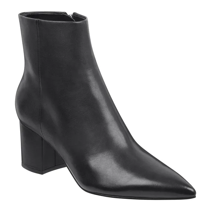Women Marc Fisher Casual Boots Jarli Pointy Ankle Bootie Black Leather
