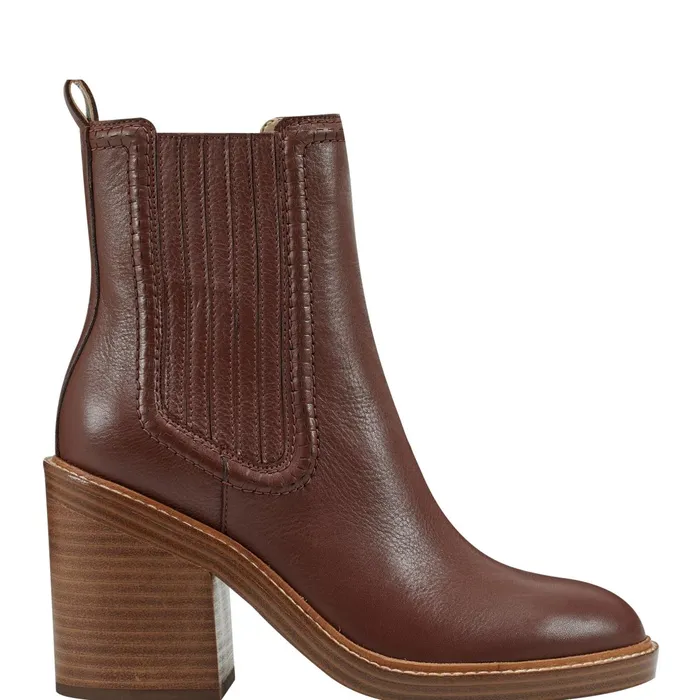 Women Marc Fisher Dress Boots Halida Tailored Bootie Dark Natural