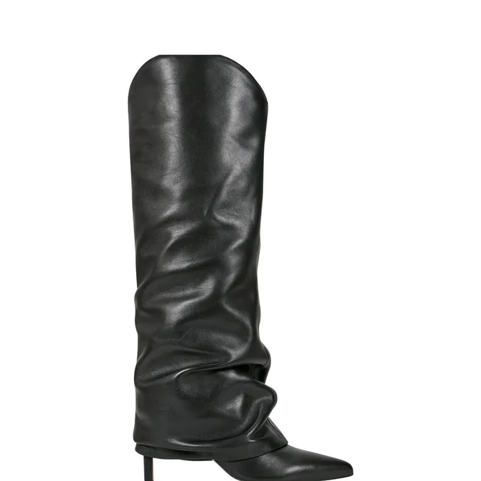 Women Marc Fisher Dress Boots Nairine Foldover Dress Boot Black Leather