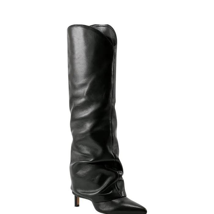 Women Marc Fisher Dress Boots Nairine Foldover Dress Boot Black Leather
