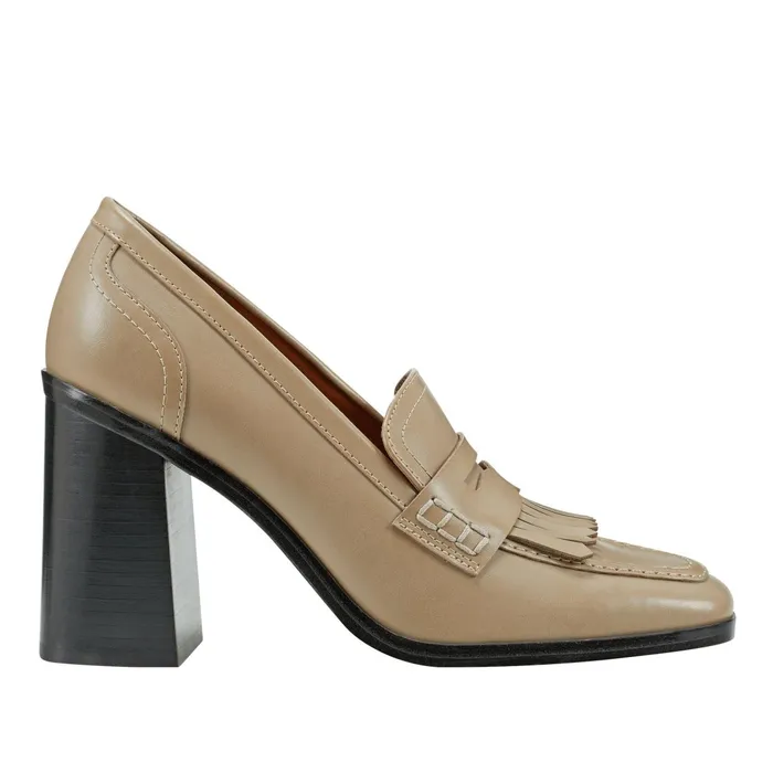 Women Marc Fisher Heels and Pumps Hamish Block Heel Loafer Taupe