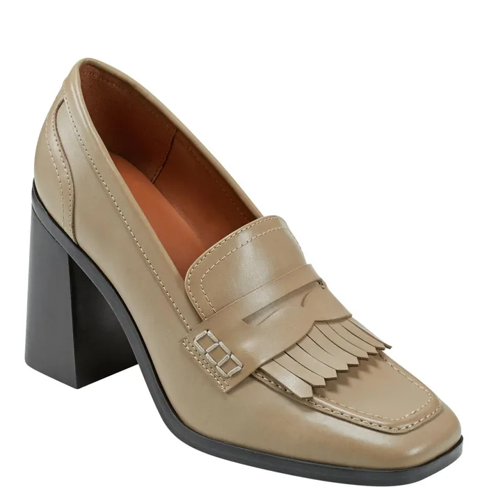 Women Marc Fisher Heels and Pumps Hamish Block Heel Loafer Taupe