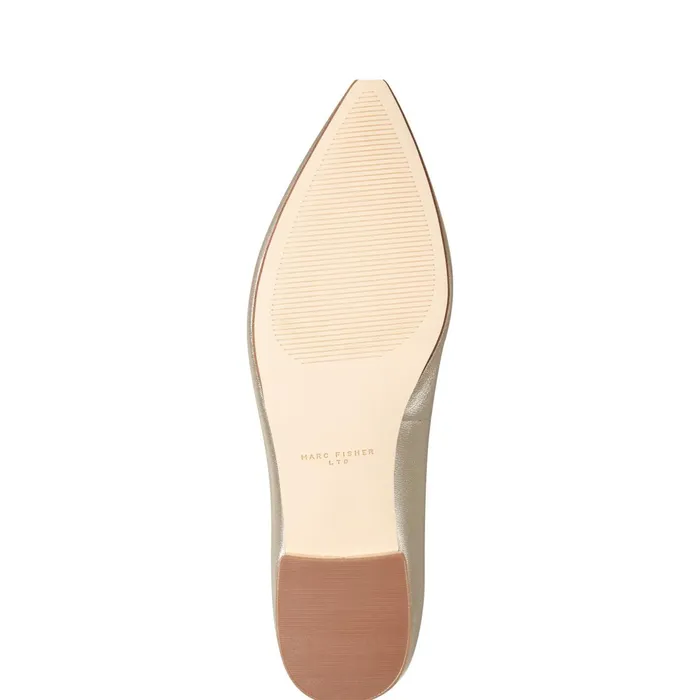 Women Marc Fisher Loafers and Flats Gunner Pointed Toe Flat Platino Leather