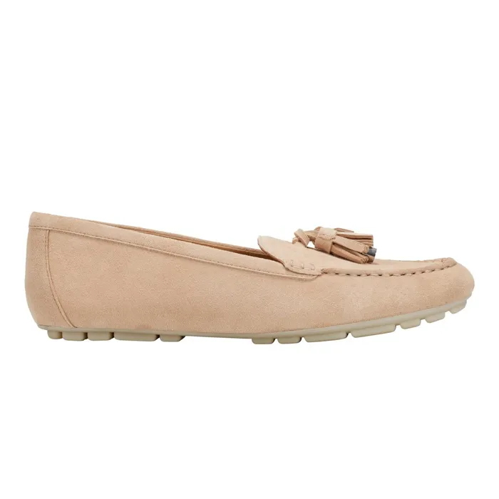 Women Marc Fisher Loafers and Flats Layney Casual Tassle Loafer Natural Suede