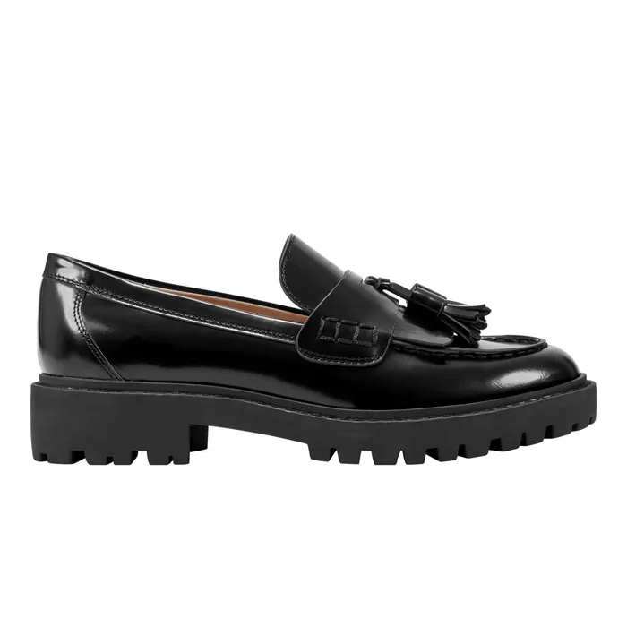 Women Marc Fisher Loafers and Flats Ozzie Tassle Loafer Black Leather