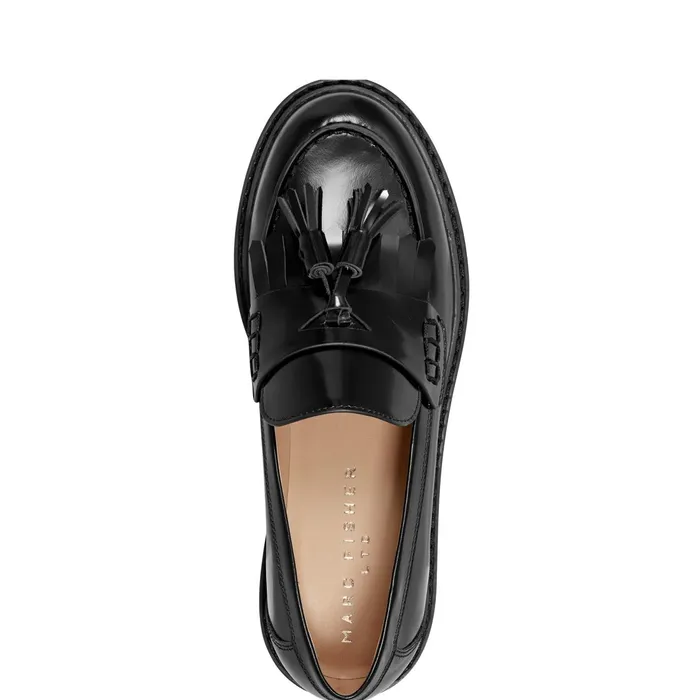 Women Marc Fisher Loafers and Flats Ozzie Tassle Loafer Black Leather