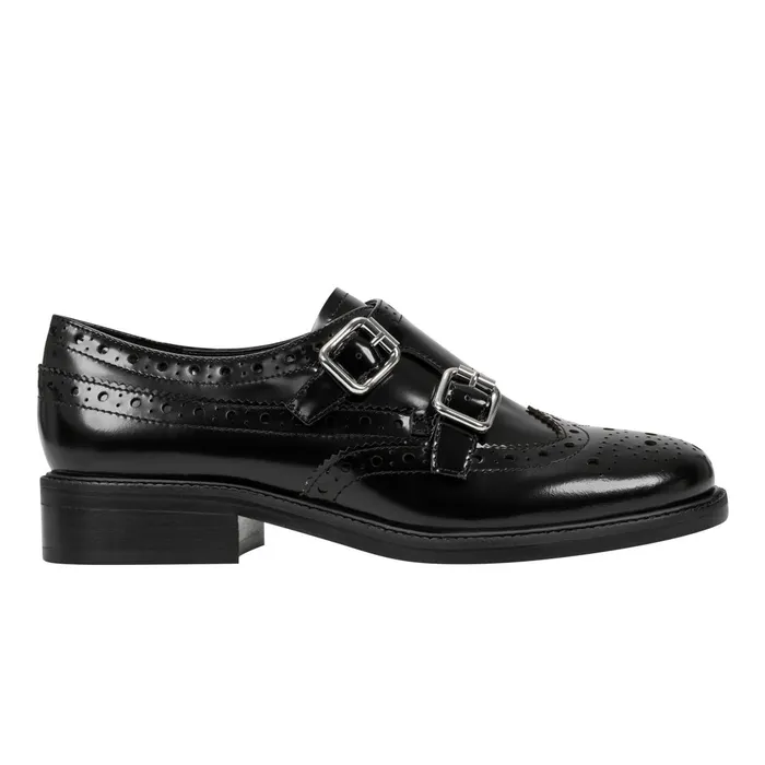 Women Marc Fisher Loafers and Flats Parker Monkstrap Oxford Black Leather