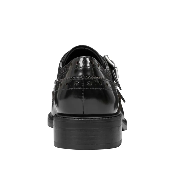 Women Marc Fisher Loafers and Flats Parker Monkstrap Oxford Black Leather