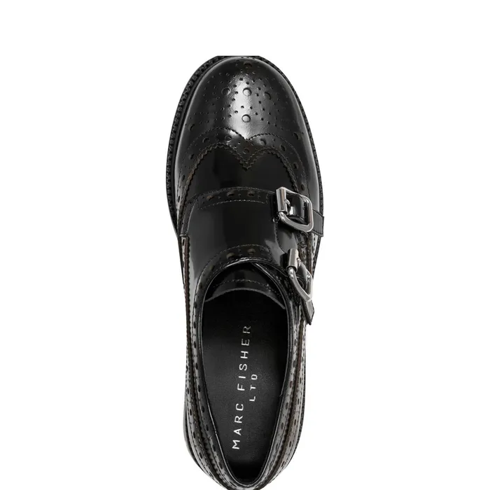 Women Marc Fisher Loafers and Flats Parker Monkstrap Oxford Black Leather