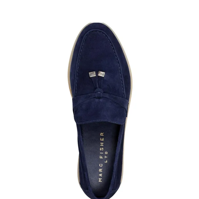 Women Marc Fisher Loafers and Flats Yanelli Casual Loafer Navy Suede