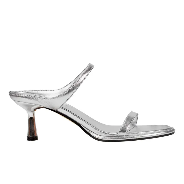 Women Marc Fisher Mules and Slides Alonde Heeled Slide Sandal Silver
