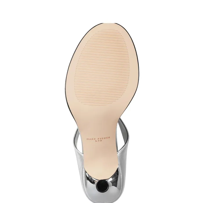 Women Marc Fisher Mules and Slides Alonde Heeled Slide Sandal Silver