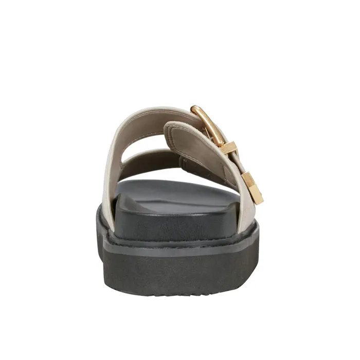 Women Marc Fisher Mules and Slides Amirra Buckle Slide Sandal Taupe Suede