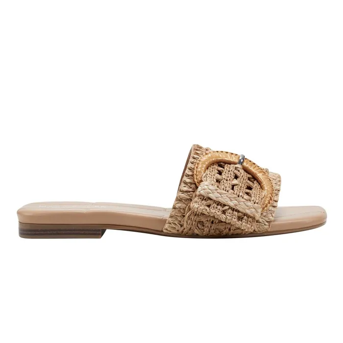 Women Marc Fisher Mules and Slides Loree Flat Slide Sandal Brown