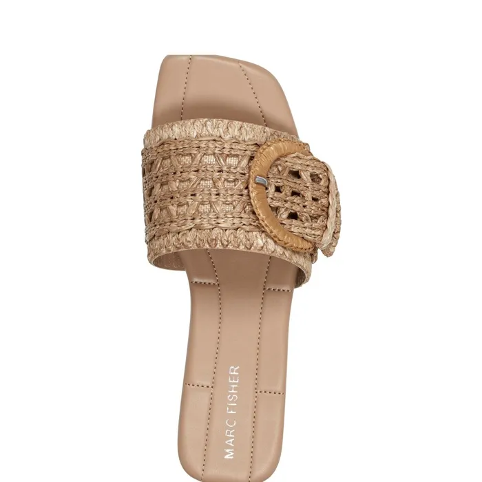 Women Marc Fisher Mules and Slides Loree Flat Slide Sandal Brown