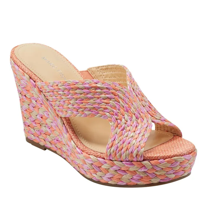Women Marc Fisher Sandals Kalisha Espadrille Wedge Sandal Orange Multi