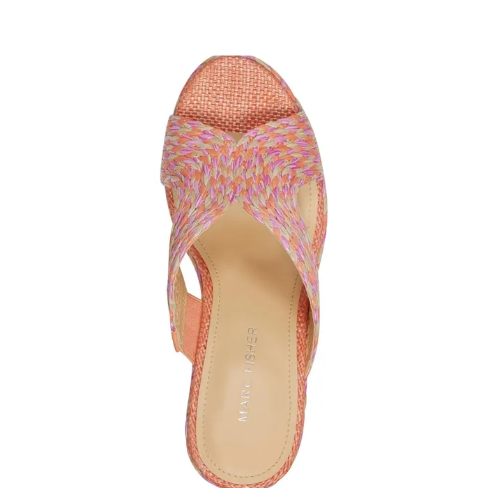 Women Marc Fisher Sandals Kalisha Espadrille Wedge Sandal Orange Multi