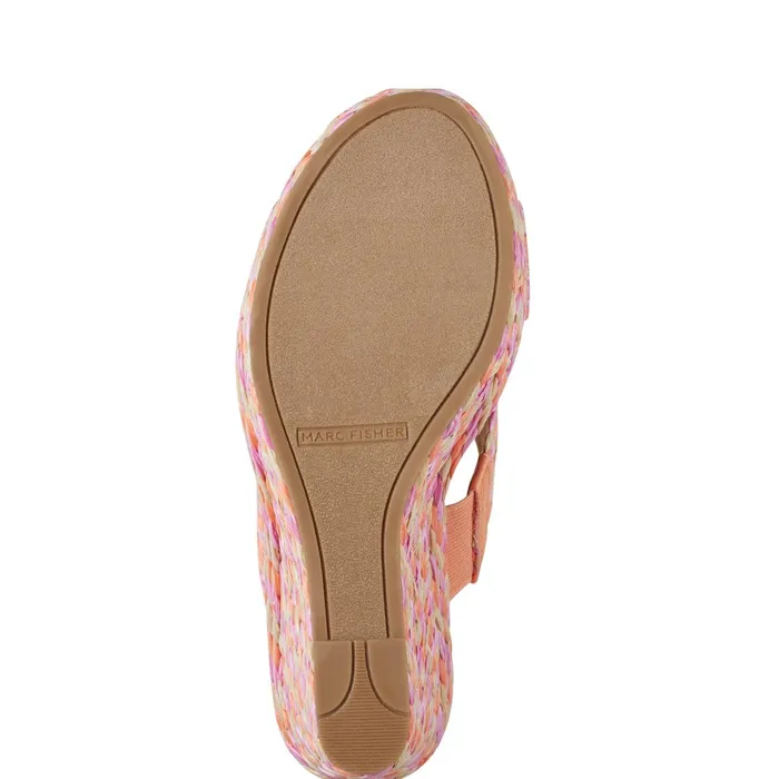 Women Marc Fisher Sandals Kalisha Espadrille Wedge Sandal Orange Multi