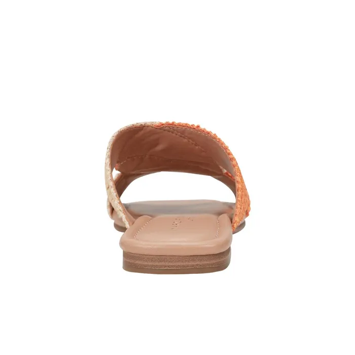 Women Marc Fisher Sandals Navie Flat Sandal Orange Raffia
