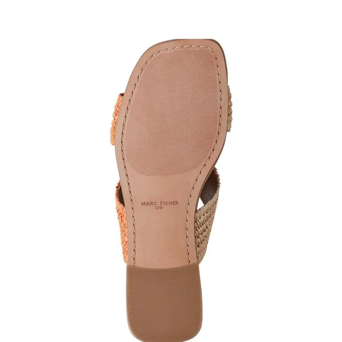 Women Marc Fisher Sandals Navie Flat Sandal Orange Raffia
