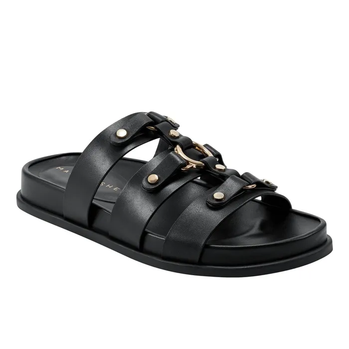 Women Marc Fisher Sandals Verity Flat Footbed Sandal Black