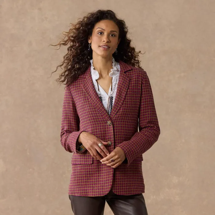 Women Mayra Plaid Blazer Petite Rouge Sundance Catalog Petite Styles Women Mayra Plaid Blazer Petite Rouge Sundance Catalog Petite Styles