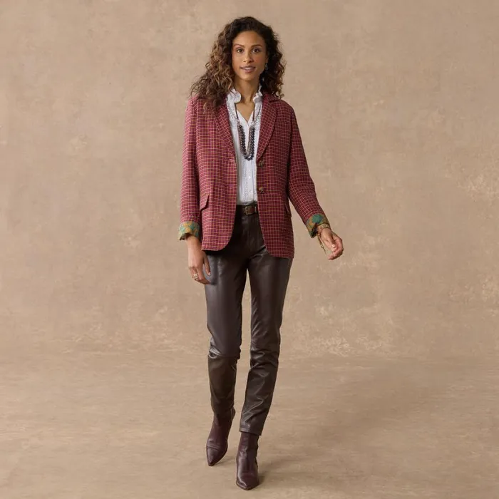 Women Mayra Plaid Blazer Petite Rouge Sundance Catalog Petite Styles Women Mayra Plaid Blazer Petite Rouge Sundance Catalog Petite Styles