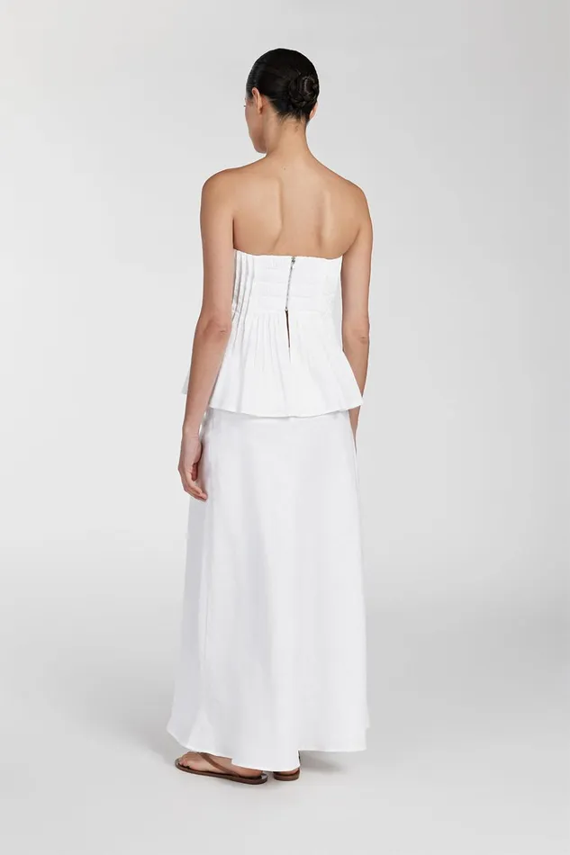 Women Midi DISSH TYRA WHITE LINEN MIDI SKIRT