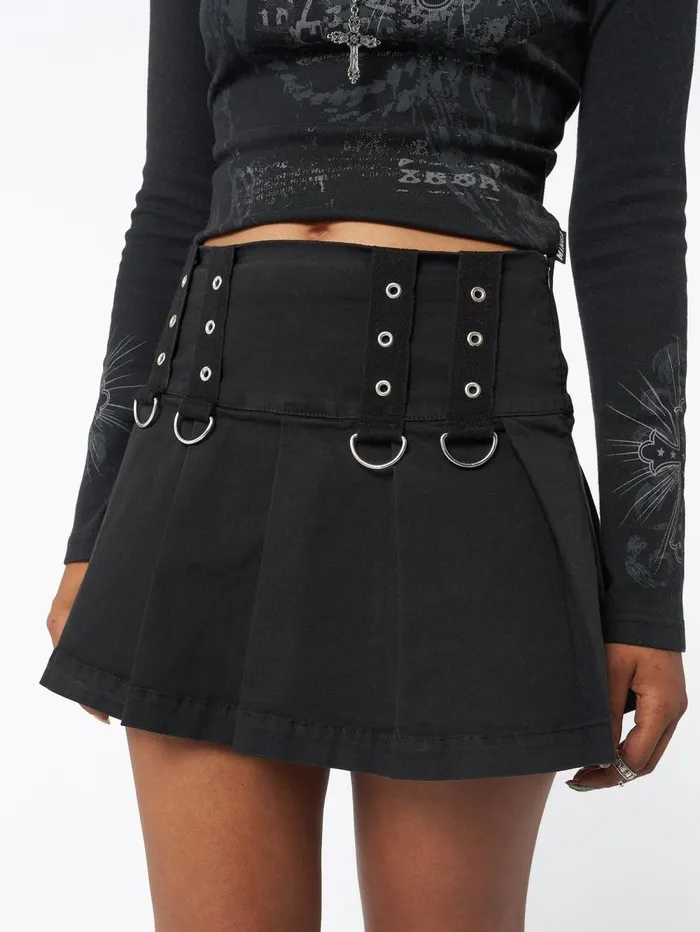 Women Minga London Bottoms Black Rave Mini Skirt
