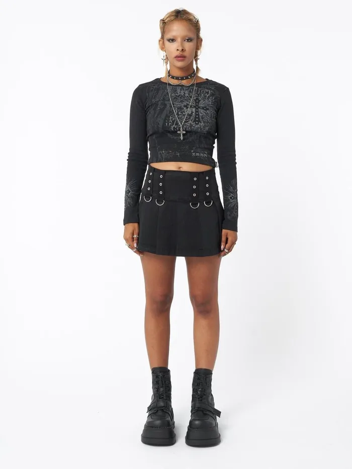 Women Minga London Bottoms Black Rave Mini Skirt