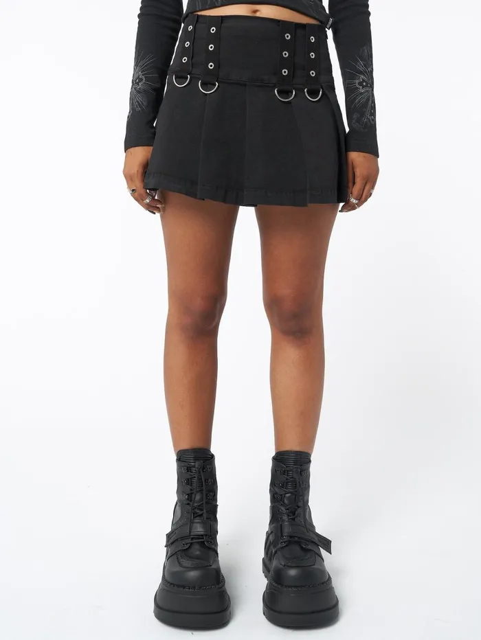 Women Minga London Bottoms Black Rave Mini Skirt