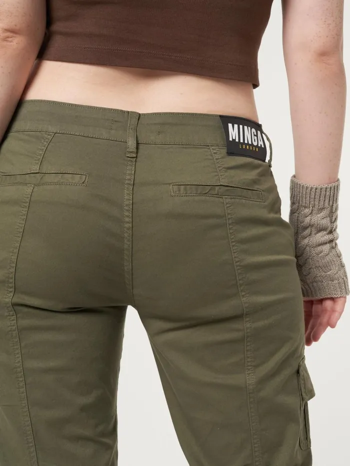 Women Minga London Bottoms Eve Green Y2k Cargo Pants