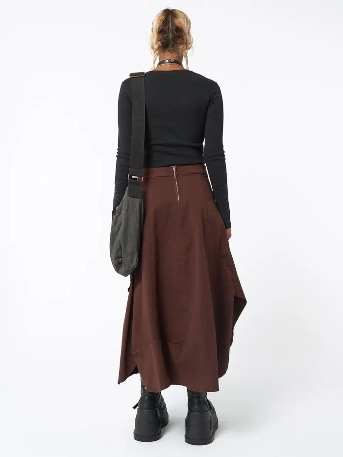 Women Minga London Bottoms Lexi Brown Tech Cargo Maxi Skirt