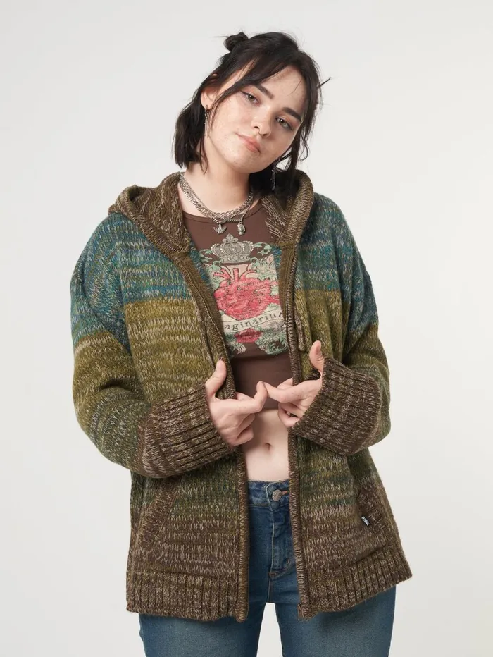 Women Minga London Knitwear Iris Zip Up Hood Knit Cardigan