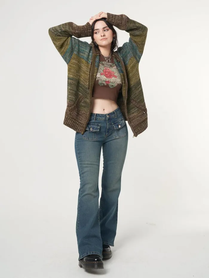 Women Minga London Knitwear Iris Zip Up Hood Knit Cardigan