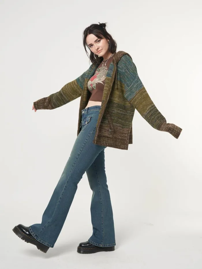 Women Minga London Knitwear Iris Zip Up Hood Knit Cardigan
